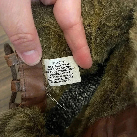 Naturalizer Brown Leather Lace Up Faux Fur Trim Wedge Heel Boots Women’s size 8W - Picture 10 of 16